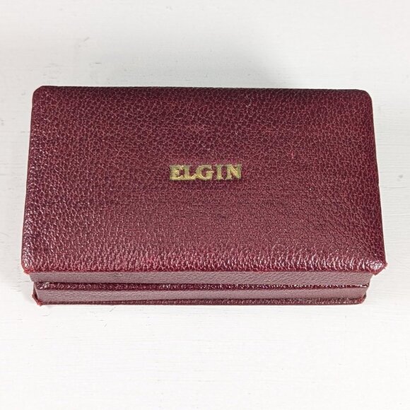 Vintage Art Deco Elgin Watch Display Box in red leather, heirloom watch - Picture 5 of 10